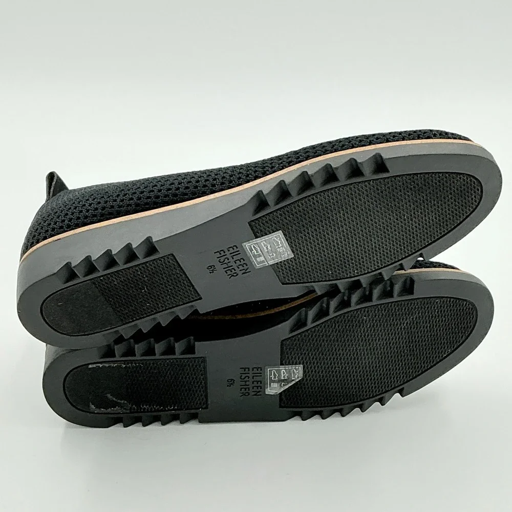 Eileen Fisher Size 6.5 Black Stretch Knit Wedge Ballet Flats NEW Etta $175